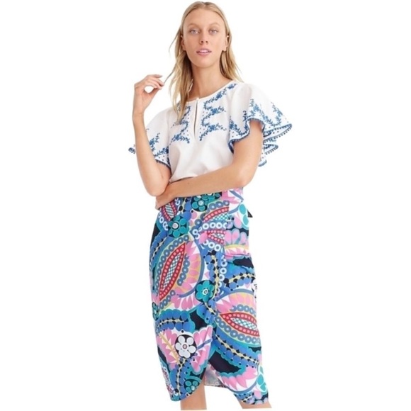 J. Crew tulip cotton midi wrap skirt - Picture 1 of 5